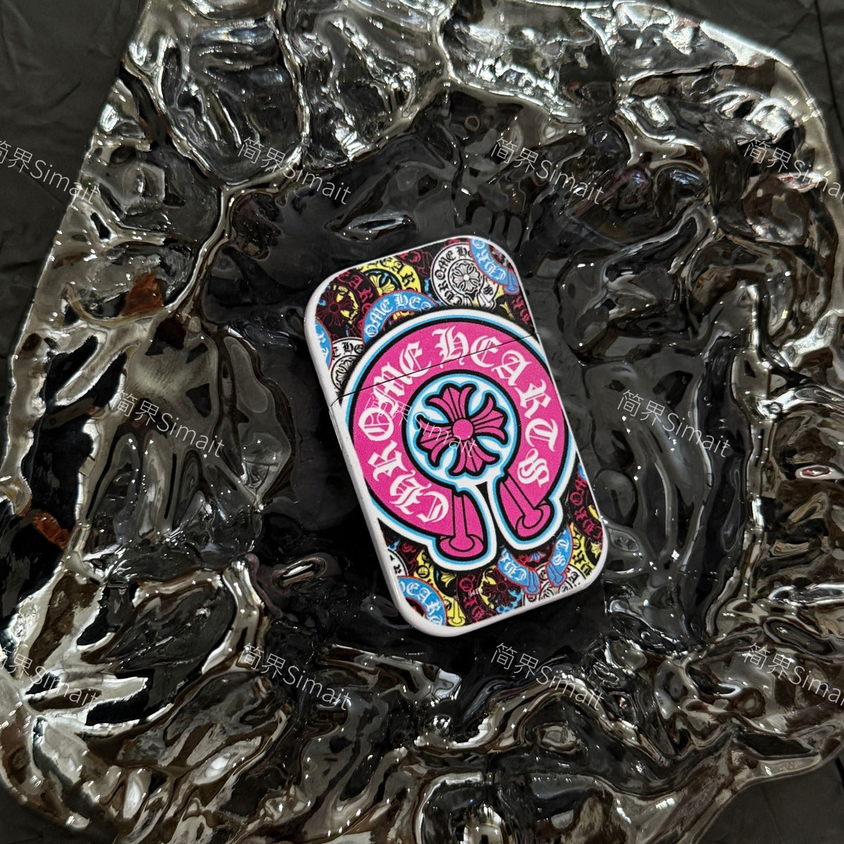 Chrome Hearts Windproof Lighter with Colorful Graffiti Art