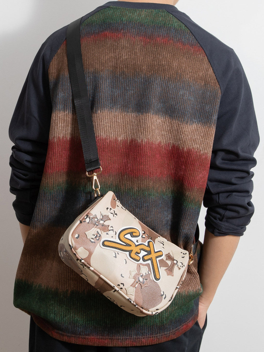 Chrome Hearts cross camouflage PU leather crossbody bag