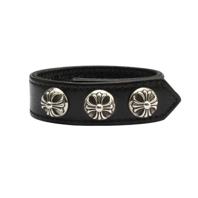 Chrome Hearts S925 sterling silver leather bracelet
