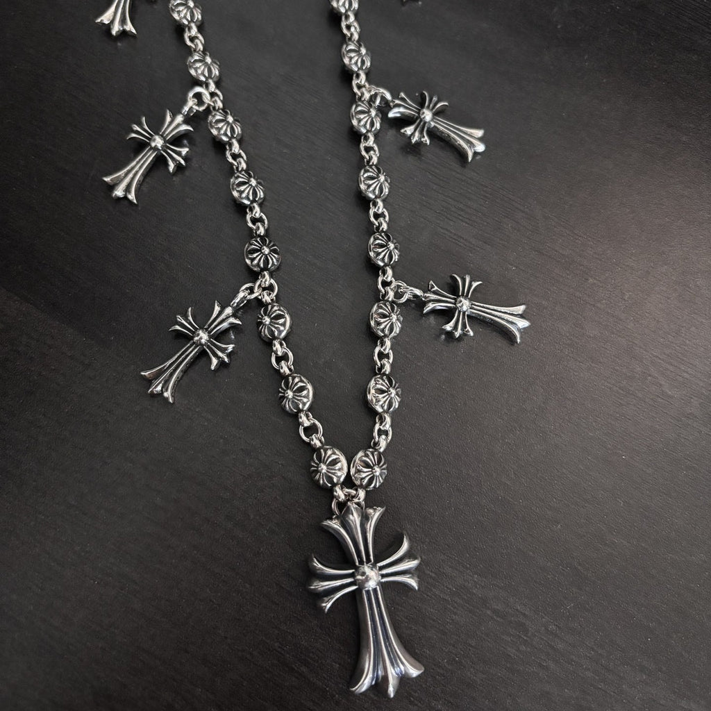 Chrome Hearts double lobster clasp cross pants chain