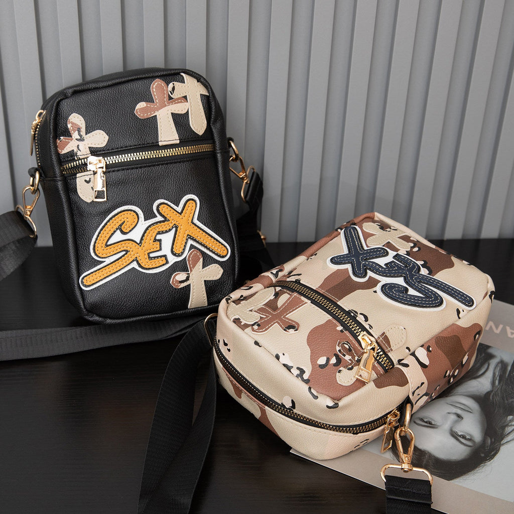 Chrome Hearts camouflage cross sports PU leather shoulder bag