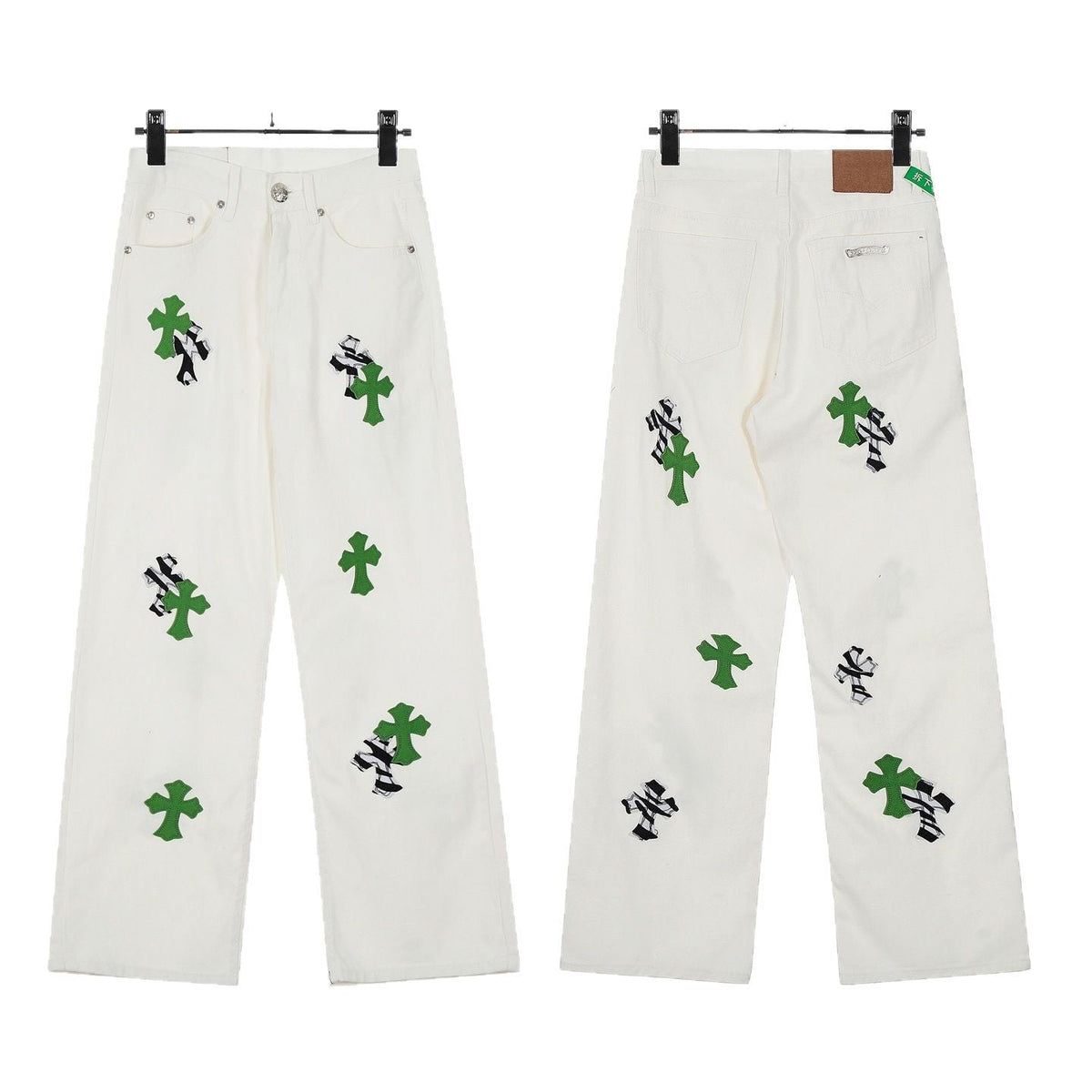 Chrome Hearts Classic Color Cross Leather Jeans