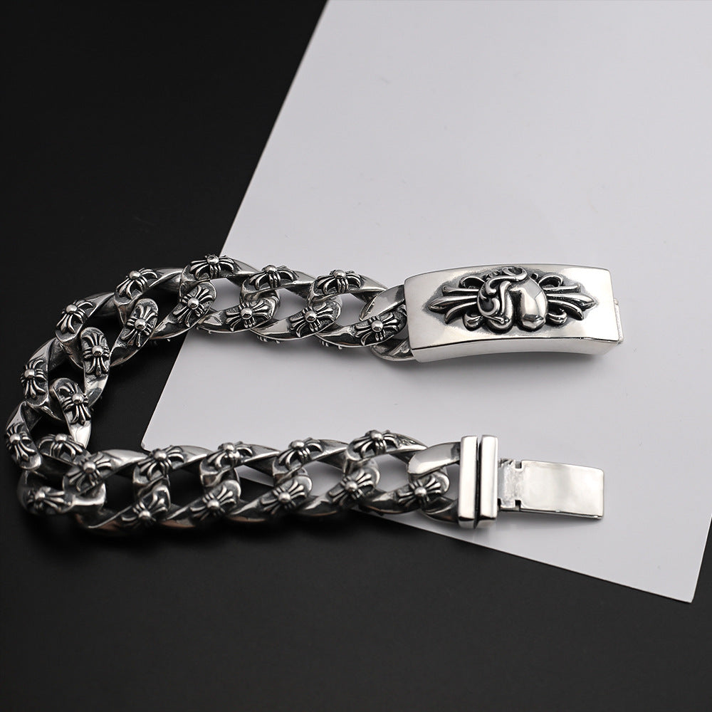 Chrome Hearts punk peach heart cross flower bracelet