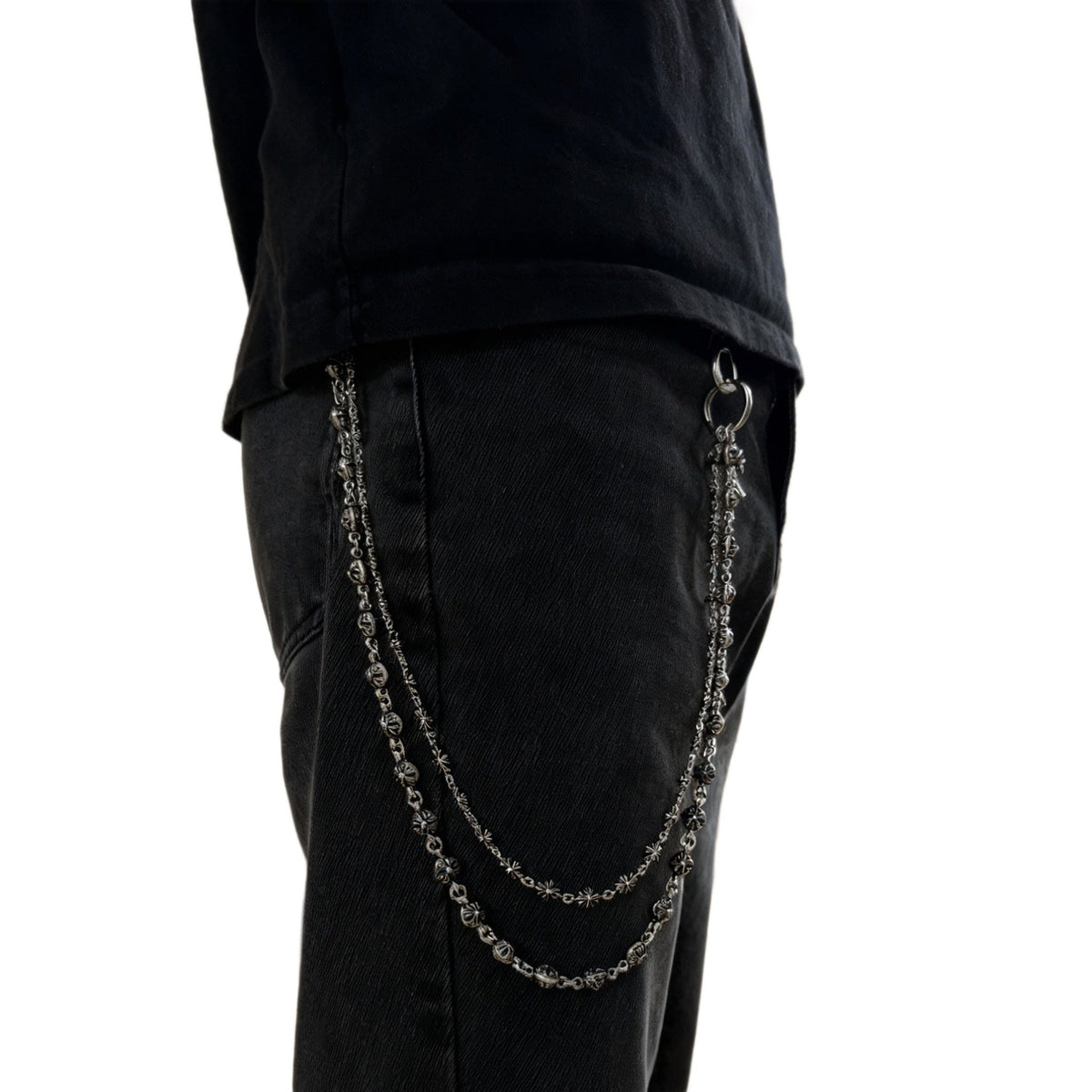 Chrome Hearts double lobster buckle double cross chain pants chain