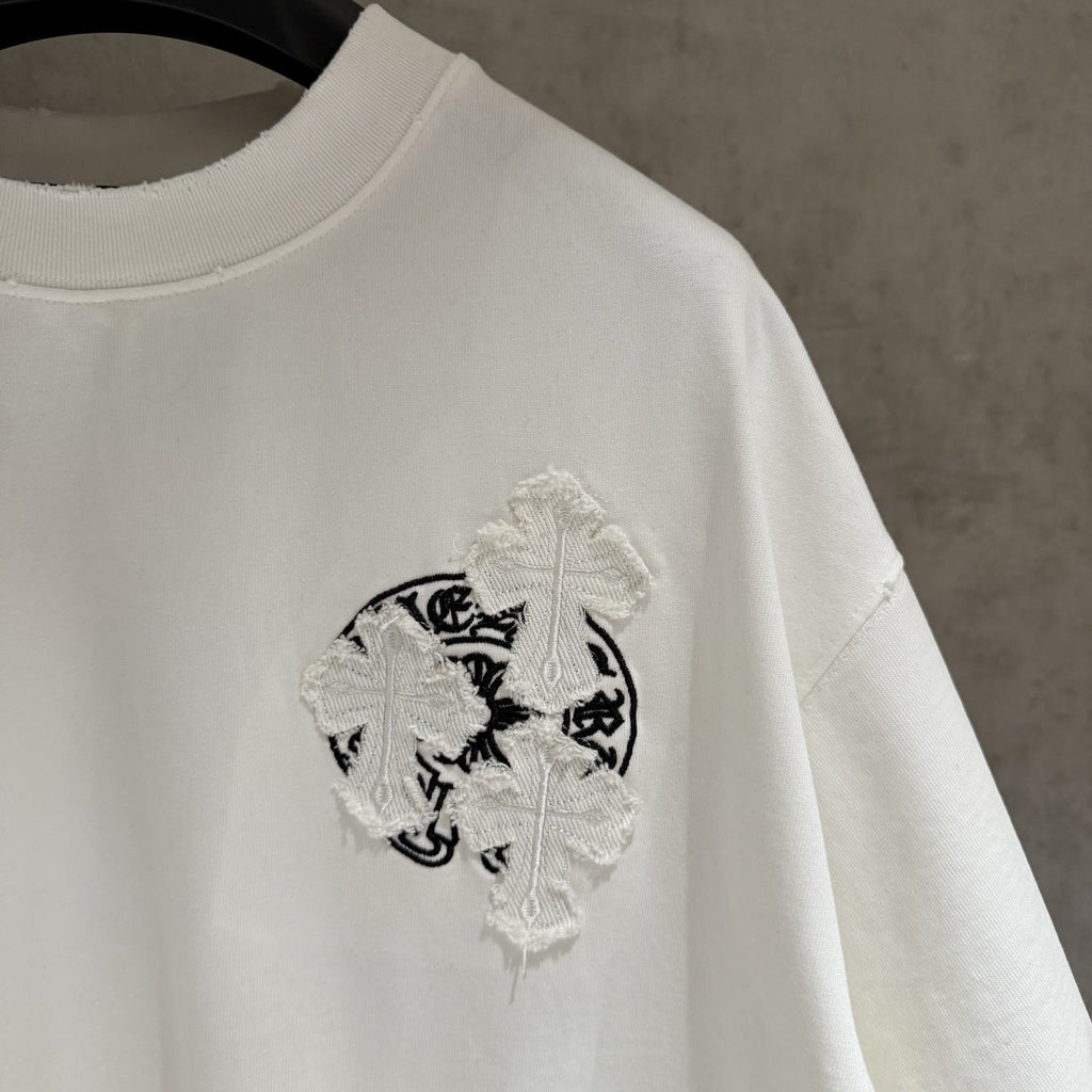 Chrome Hearts Embroidered Distressed Short-Sleeve T-Shirt