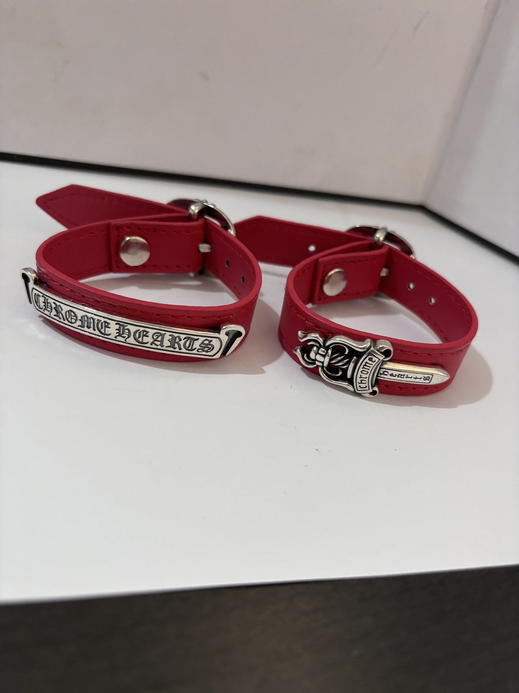 Chrome Hearts Cross, Anchor and Hexagram Leather Bracelet