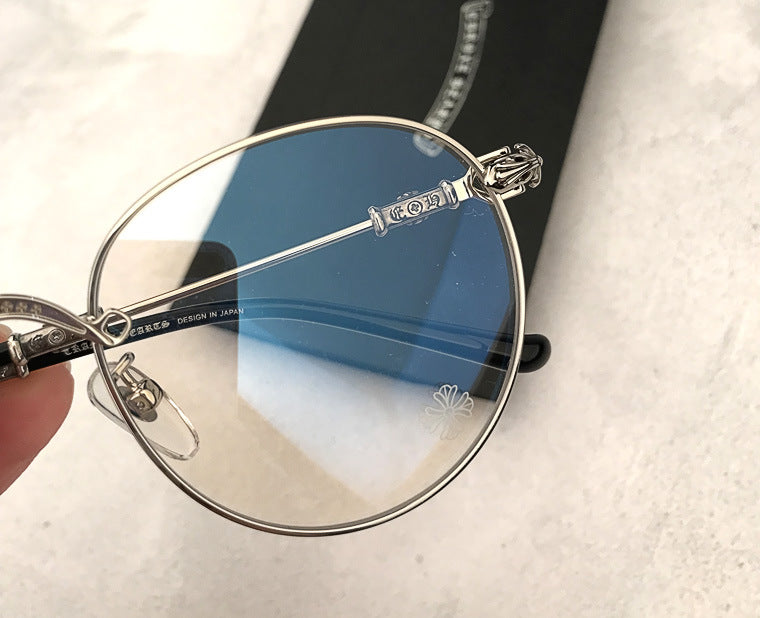 chrome hearts metal round frame retro art glasses