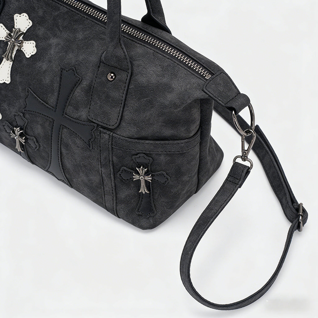 Chrome Hearts Black and White Patchwork Travel Bag