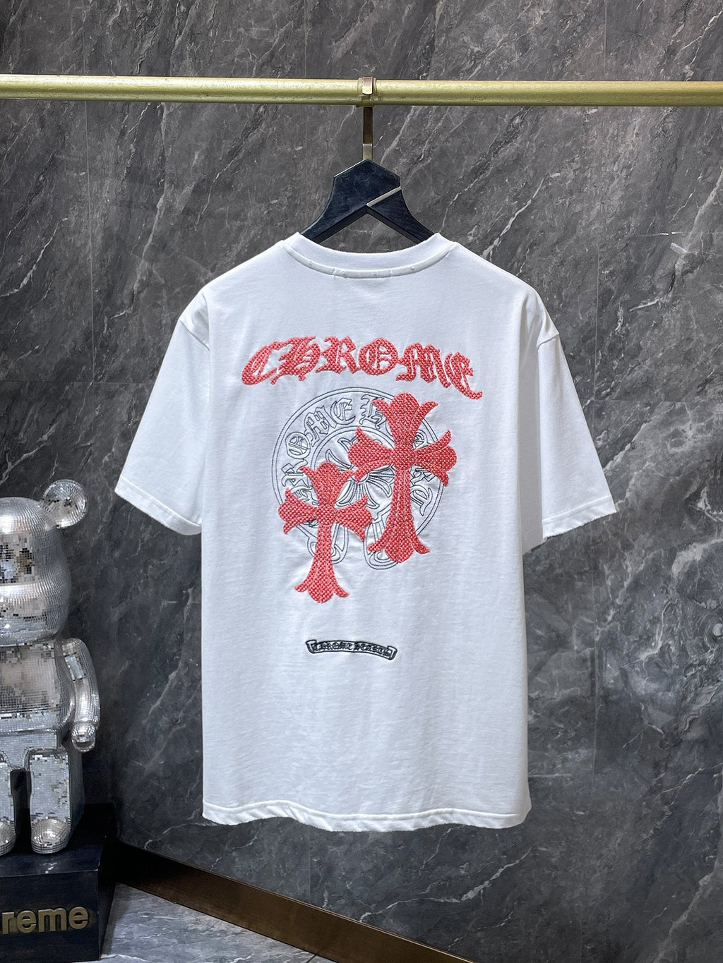 Chrome Hearts Cross & Horseshoe Double-Layer Embroidered T-Shirt