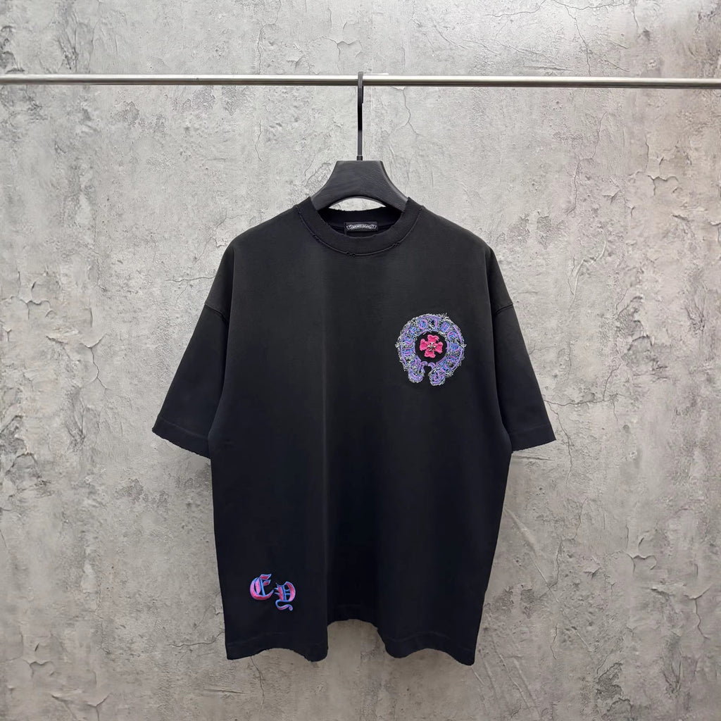 Chrome Hearts Washed Appliqué Embroidered Short-Sleeve T-Shirt