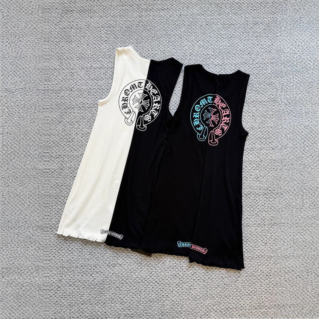 Chrome Hearts horseshoe print sleeveless vest dress