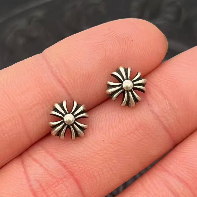 chrome hearts 925 silver flower earrings