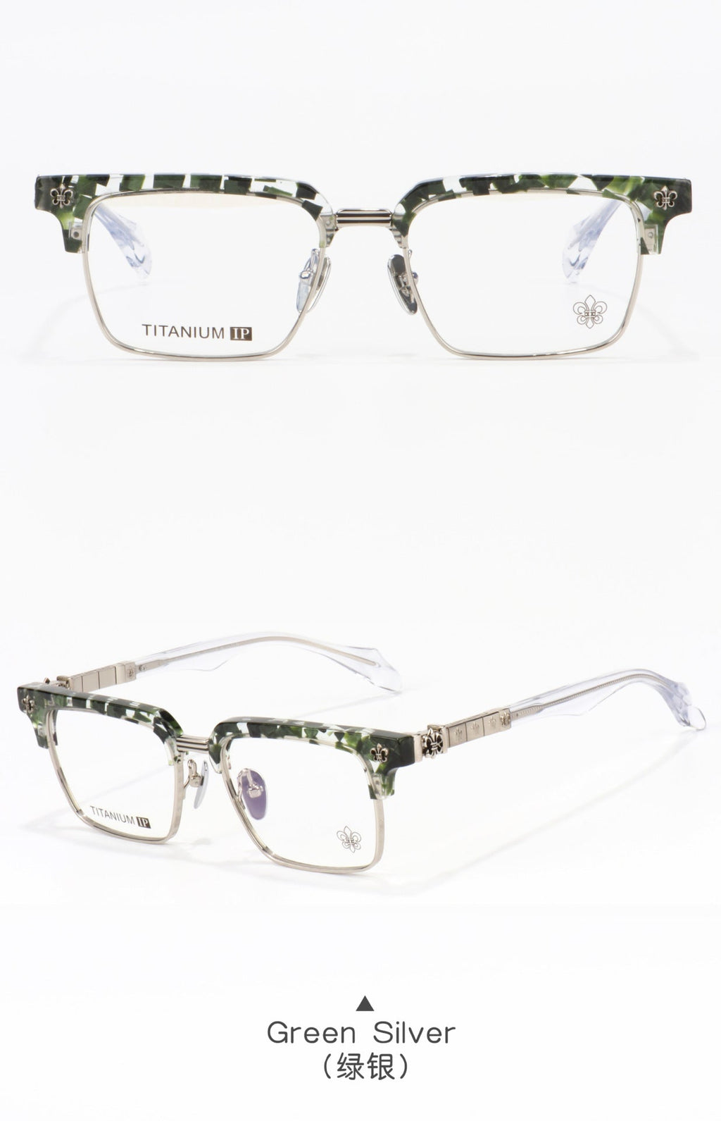 Chrome Hearts half-rimmed accordion temple glasses