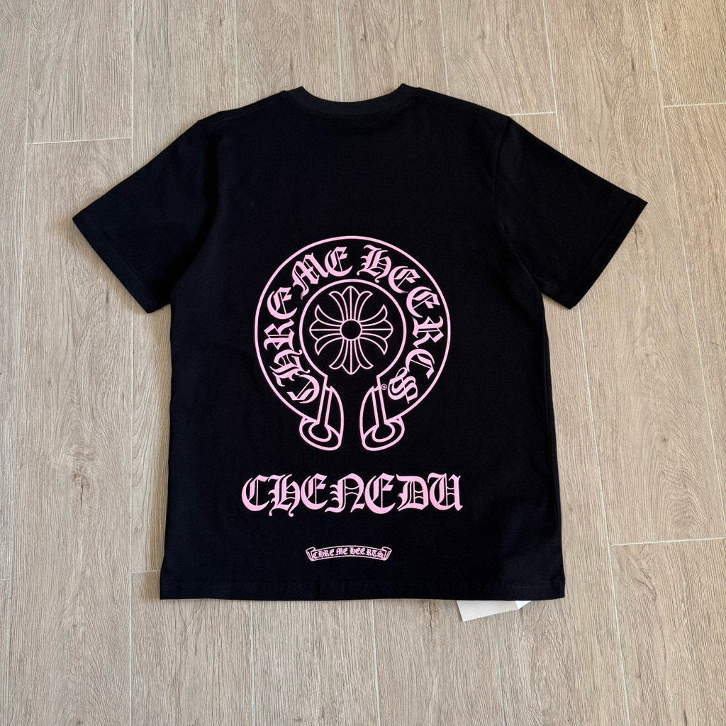 Chrome Hearts Pink Horseshoe Print Short-Sleeve T-Shirt