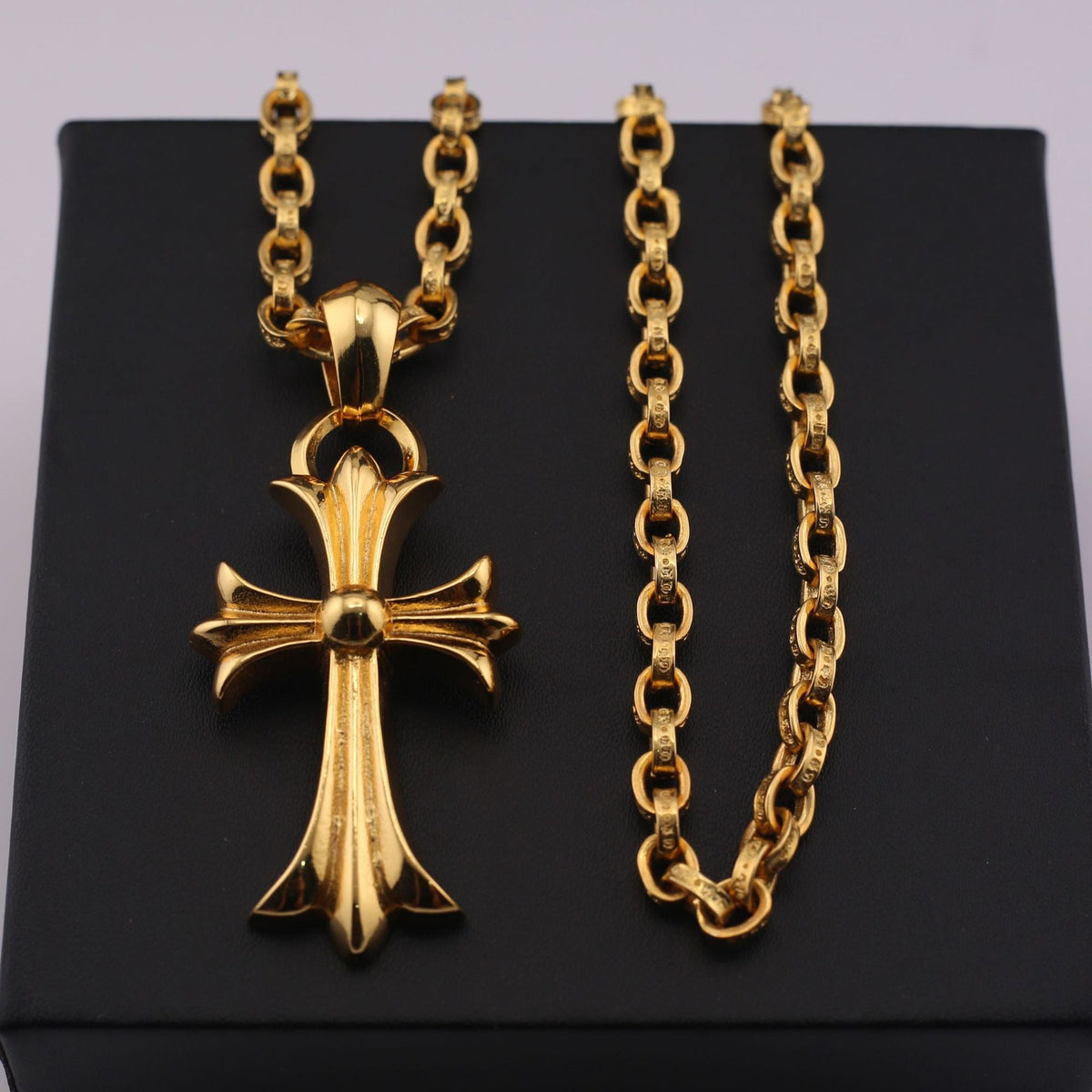 chrome hearts gold cross necklace