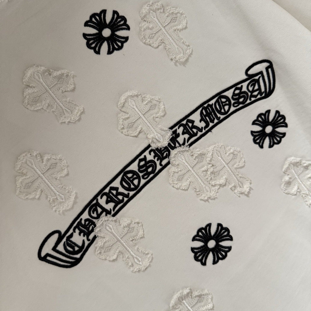 Chrome Hearts Embroidered Distressed Short-Sleeve T-Shirt