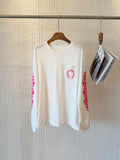 Chrome Hearts Pink Horseshoe Flower Sleeve Print T-Shirt
