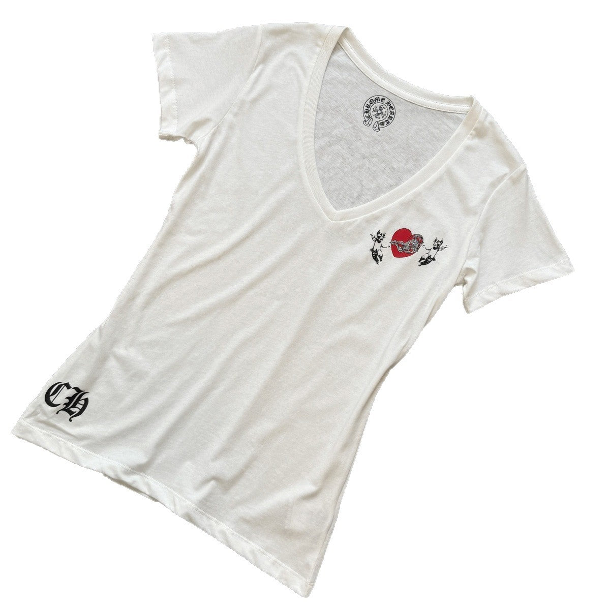 chrome hearts second-hand heart V-neck T-shirt for women