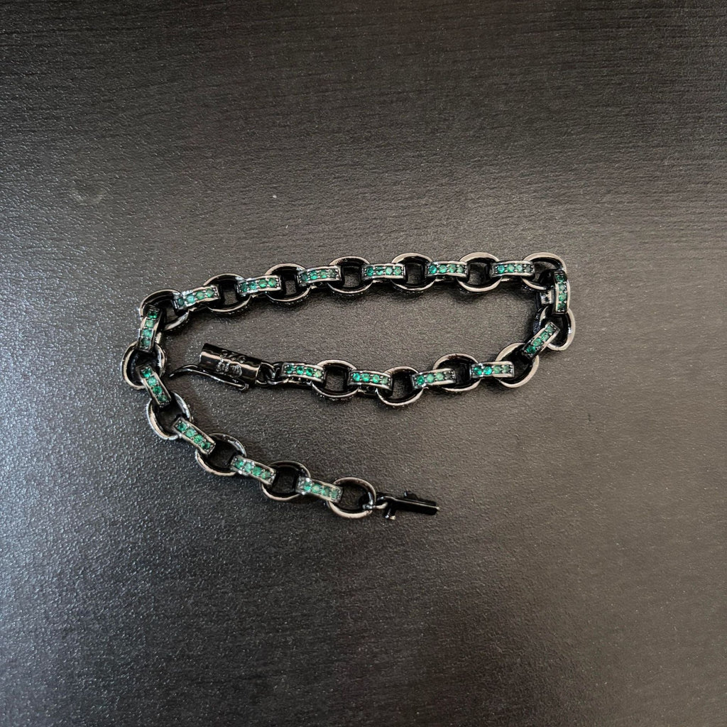 Chrome Hearts black gun treatment diamondinlaid thin chain bracelet