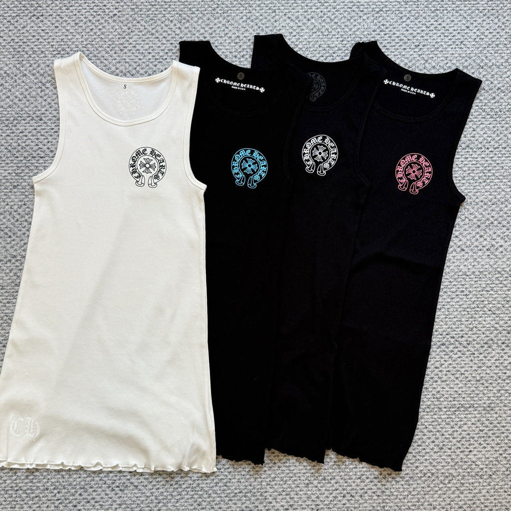 Chrome Hearts horseshoe print sleeveless vest dress