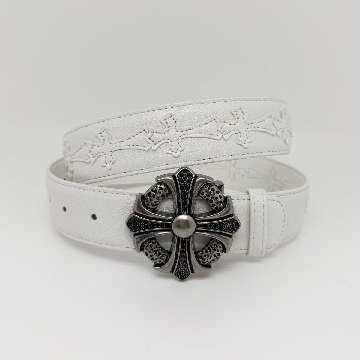 Chrome Hearts Cross-Motif Classic Leather Belt