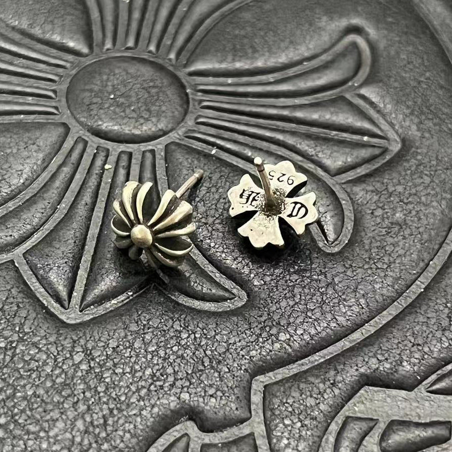 chrome hearts 925 silver flower earrings