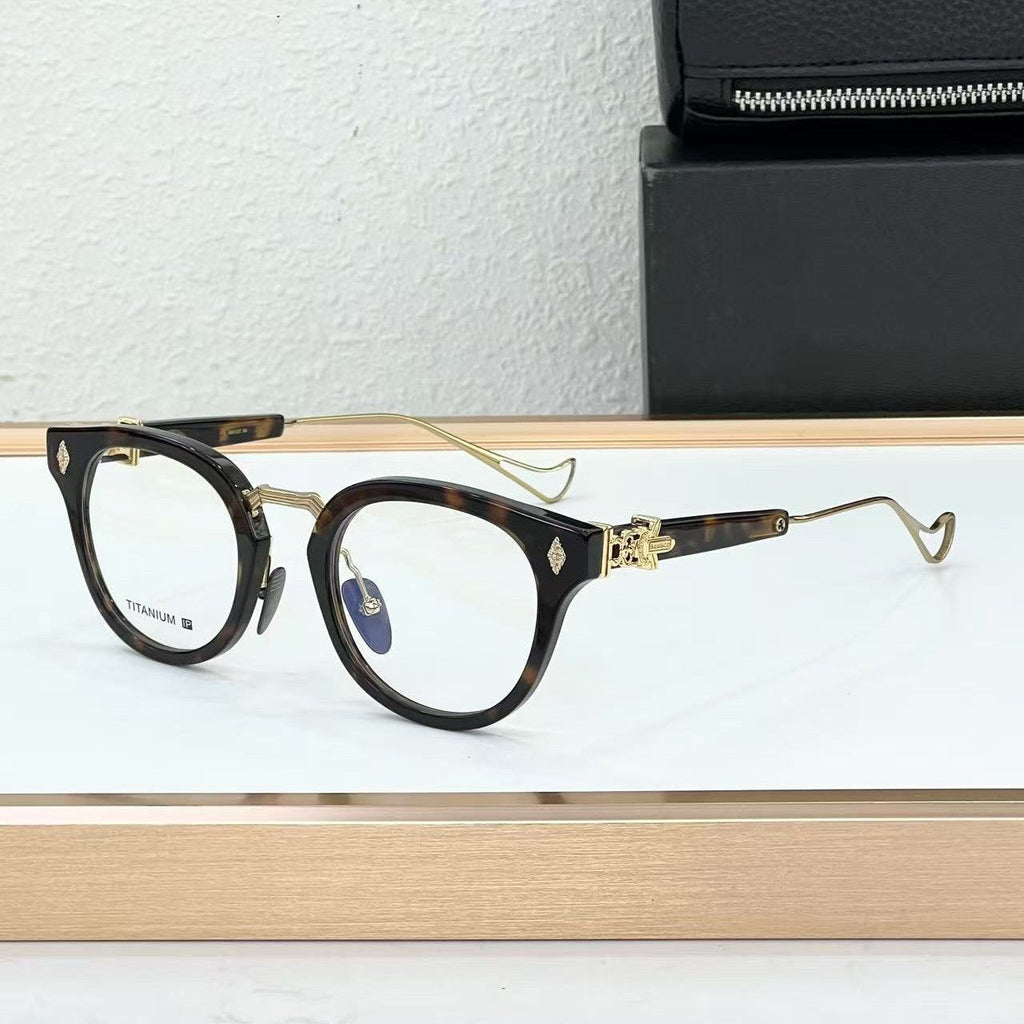 Chrome Hearts Big Sword Light Titanium Metal Oval Glasses