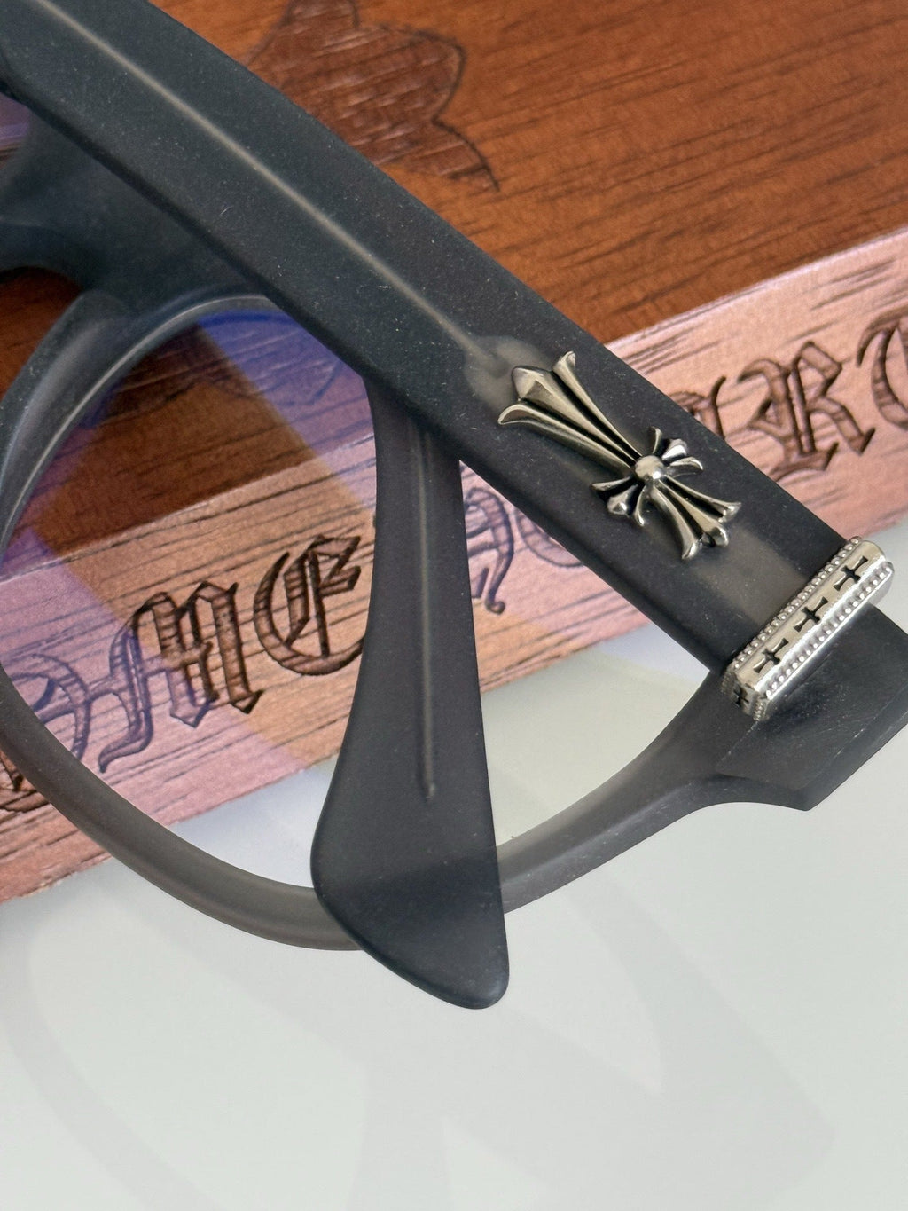 Chrome Hearts BOFFICER square frame glasses with cross pattern